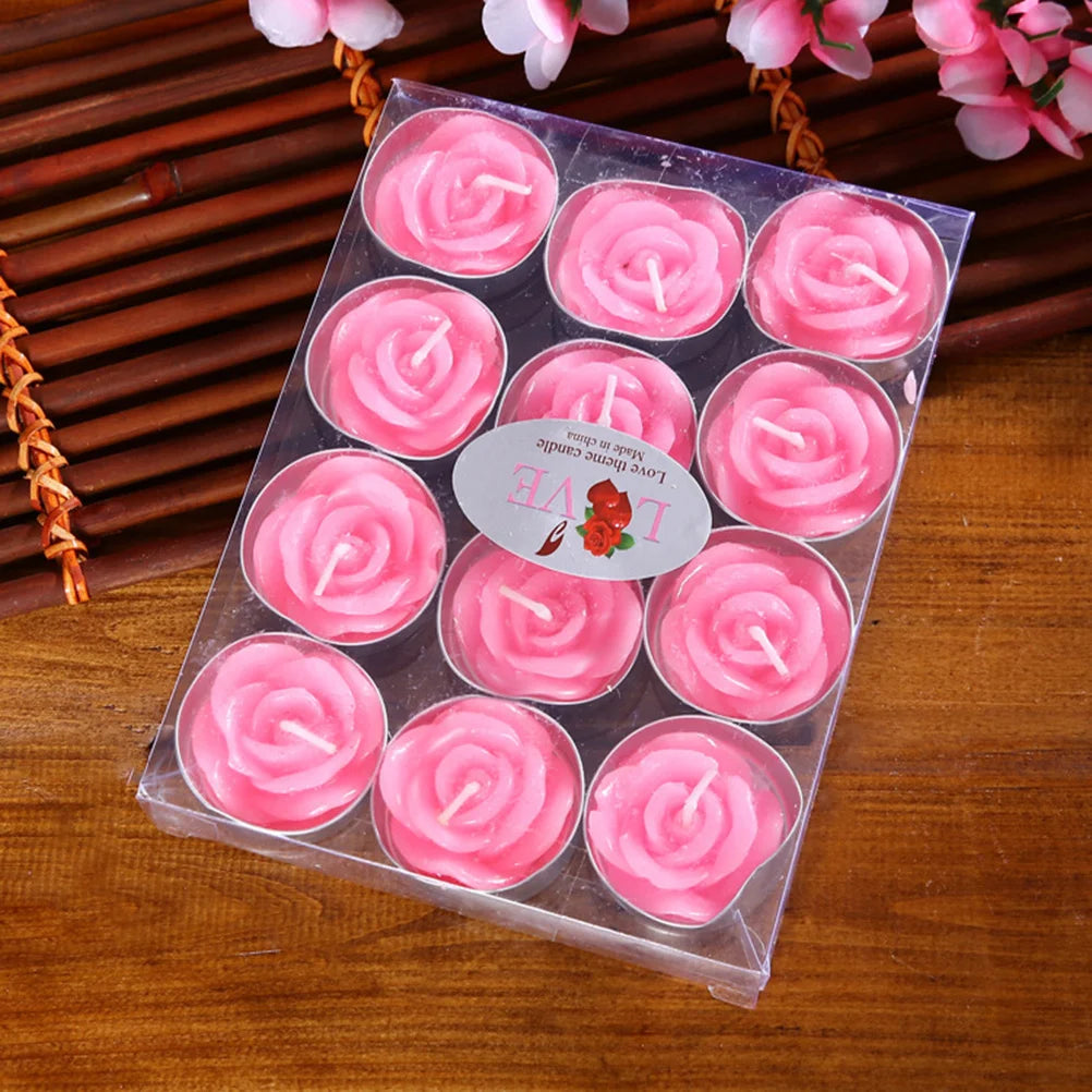 Rose Floating Candles Smokeless Waterproof Wedding Party Decoration