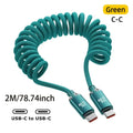 120W USB-C Fast Charging Spring Cable – iPhone Samsung Huawei USB-C Charging Cable Zpaxo Green C- C 2M