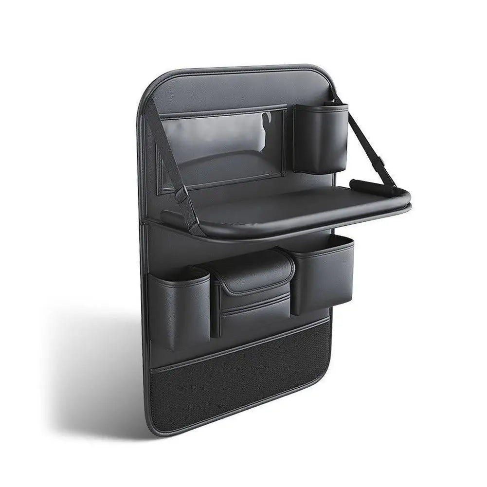 1PC Foldable Car Seat Back Organizer Multi-Pocket Storage Bag with Tray Tablet Holder Tissue Box Waterproof Car Accessories Zpaxo Black