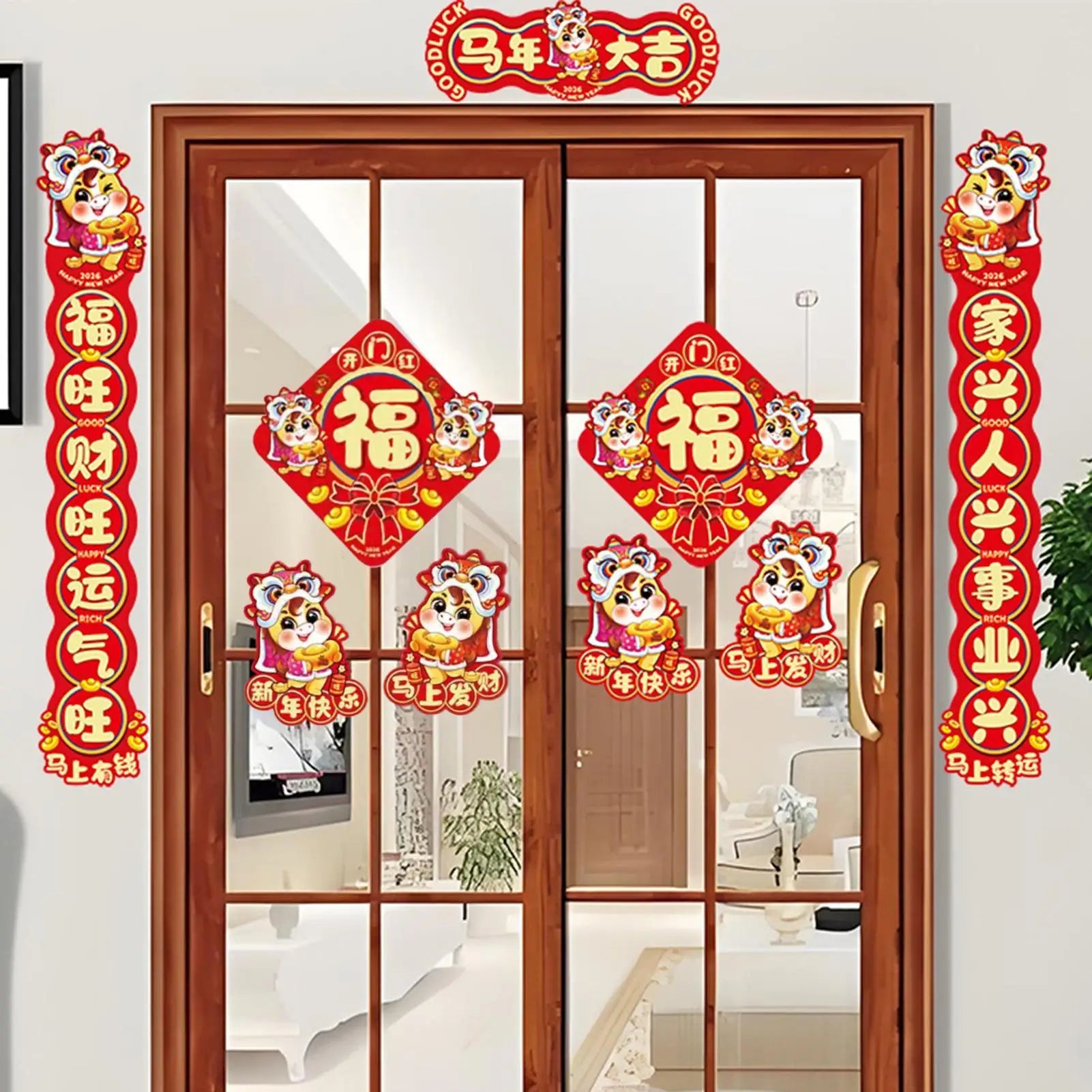 2026 Spring Festival Couplets Traditional Chinese Horse Design Red