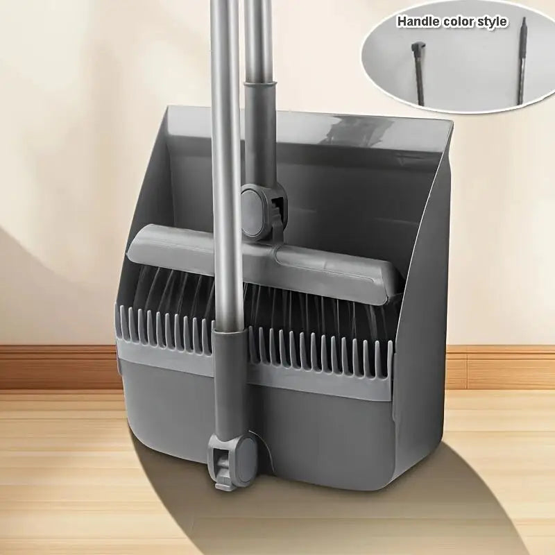 Upright Broom & Dustpan Set | Long Handle, 180° Rotation Broom & Dustpan Set Zpaxo grey