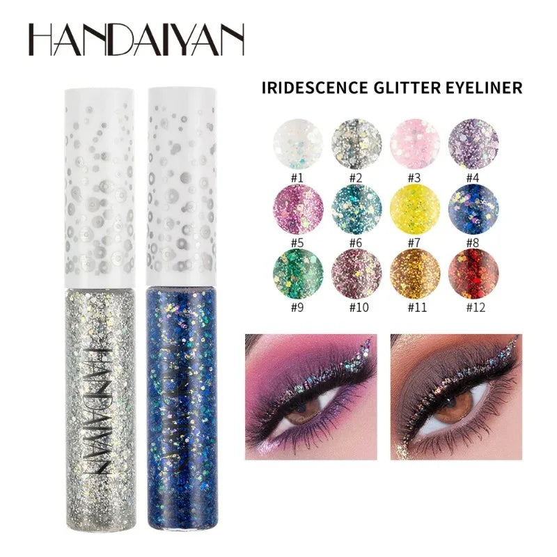 12 Liquid Glitter Eyeliner Pearl Shimmer Fashion Sequin Gel