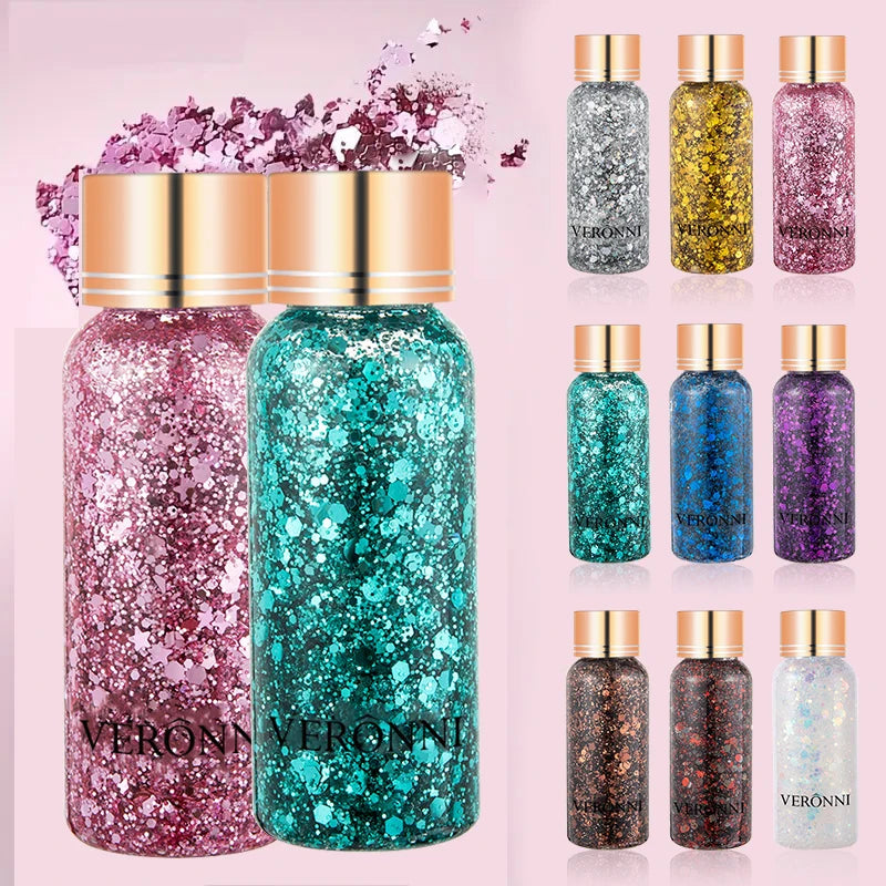 Body Sparkling Sequins Glitter Gel Eyeshadow,Stage Glitter Eyeshadow Highgloss Face Brighten Stage Makeup For Music festival Zpaxo