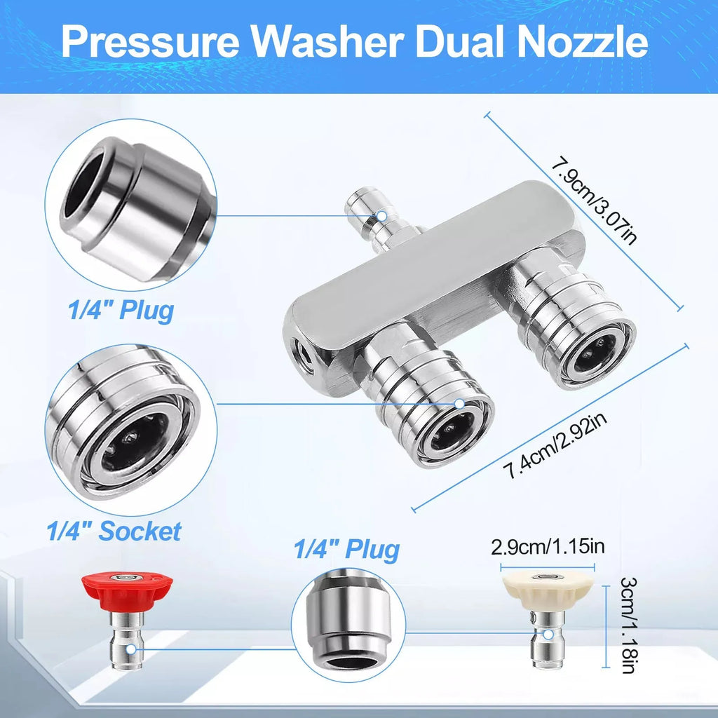 Dual Pressure Washer Nozzle Tip Cleaning 1 Quick Connect Spray 0 Red