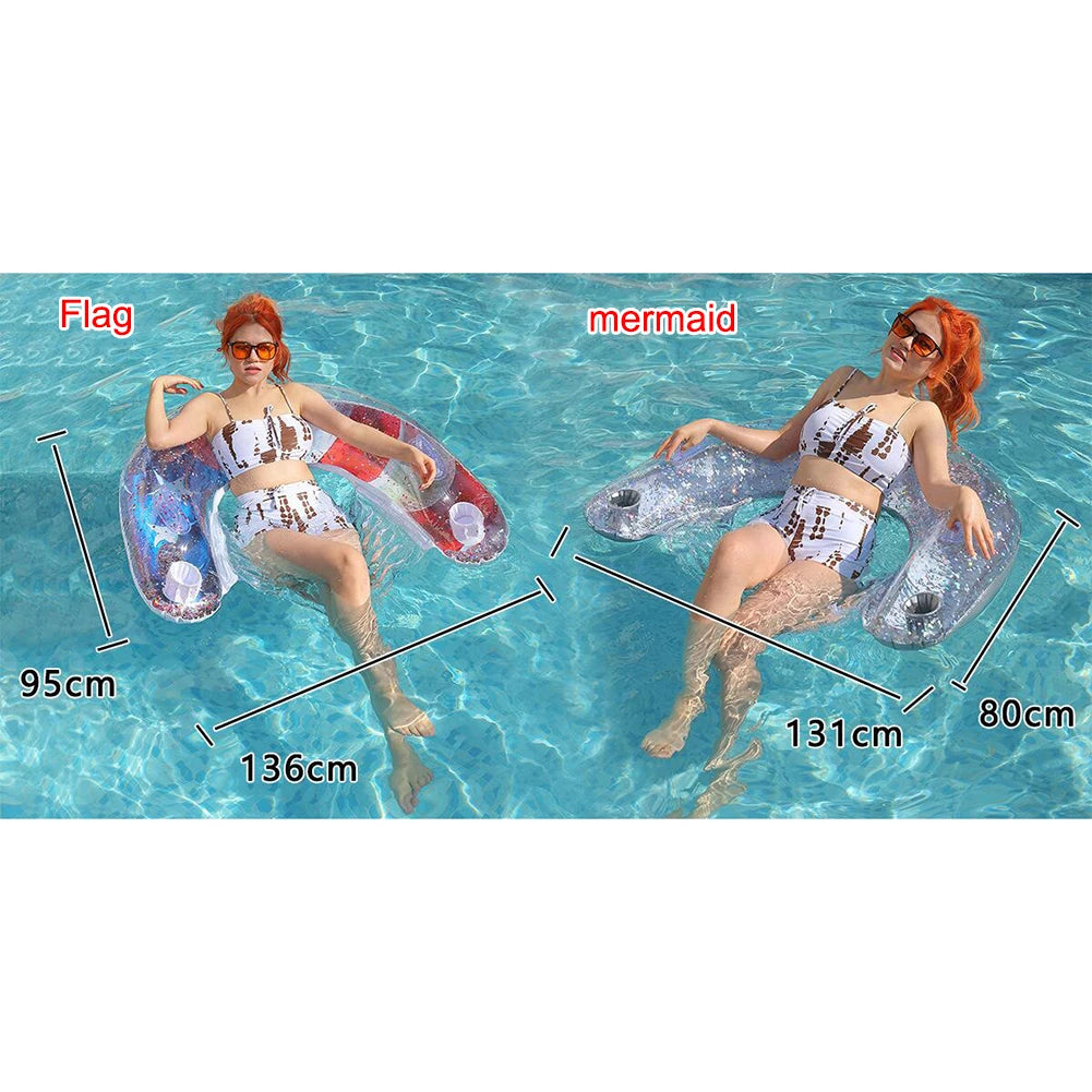 PVC Inflatable Hammock Bed Comfortable Sequin Water Recliner Mats