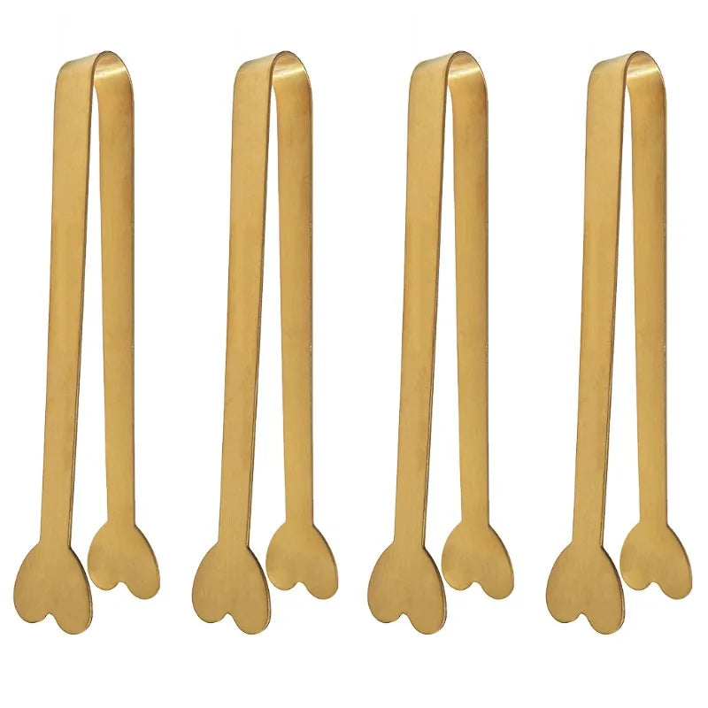 4/6PCS Stainless Steel Heart-Shaped Mini Tongs for Sugar/Ice Cubes Tea Party Wedding Coffee Bar Gift for Valentine's Day YUZI Zpaxo as show 4pcs
