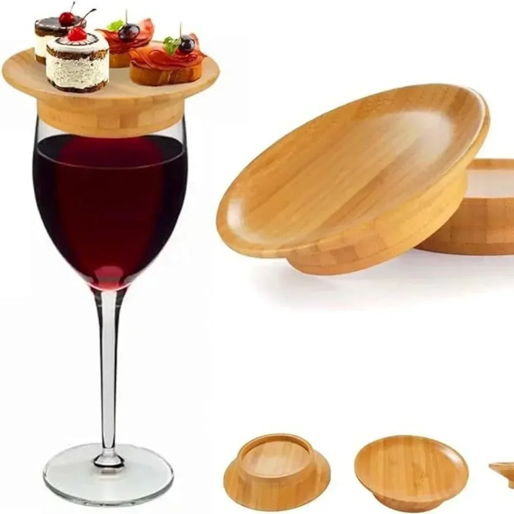 Bamboo Reusable Cup Lid for Red Wine and Food Platters Packaging with Splash-proof Function Bamboo Cup Lid Coasters 10*16*7cm Zpaxo