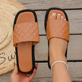 Women Slippers Casual Thick Heel Sandals Fashionable Diamond Pattern