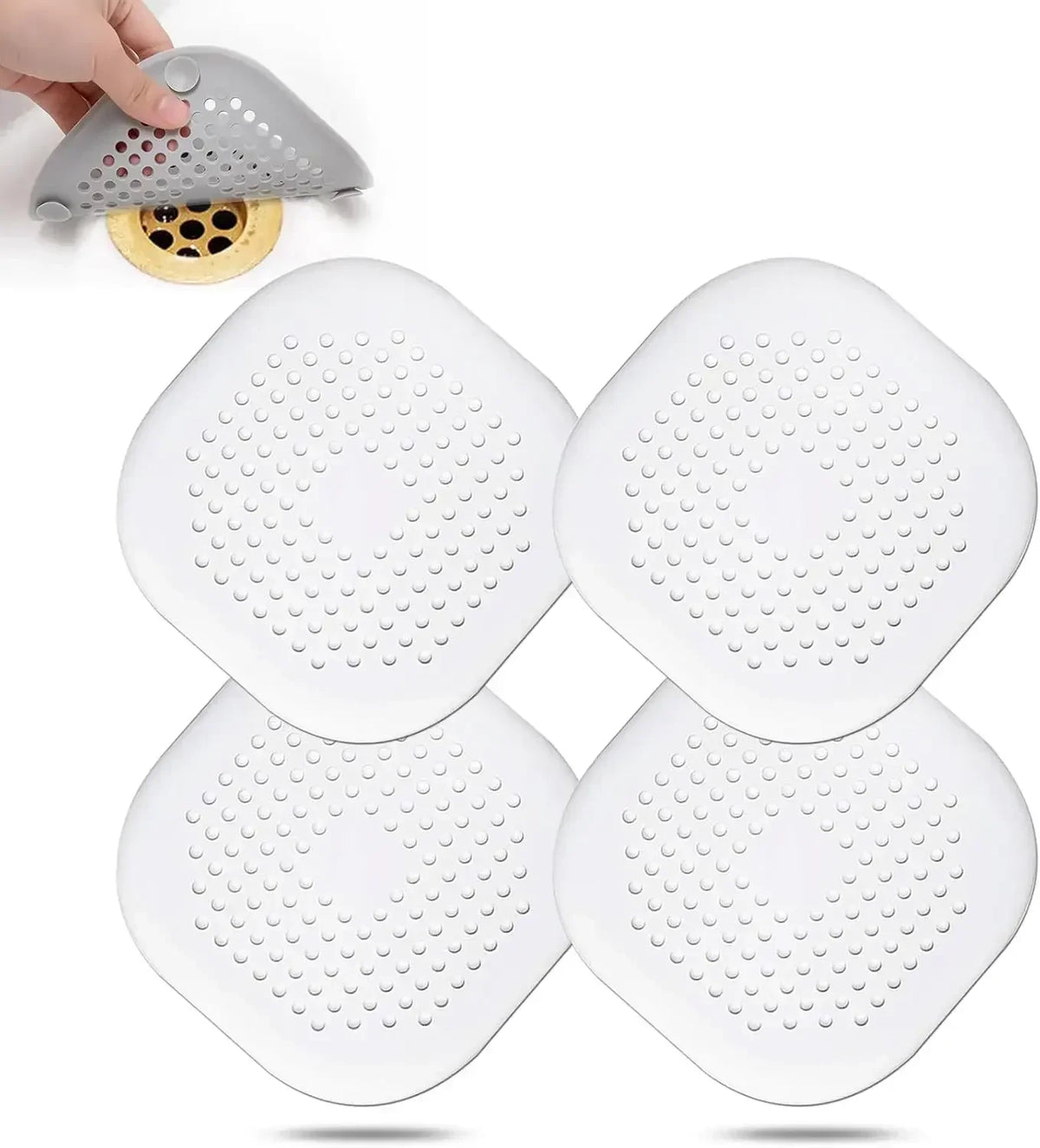 4pcs Hair Filter Shower Drain Plug Kitchen Sink Filter Sink Strainer Bathtub Shower Floor Drain Stopper Home Shower Accessories Zpaxo 4pcs-white