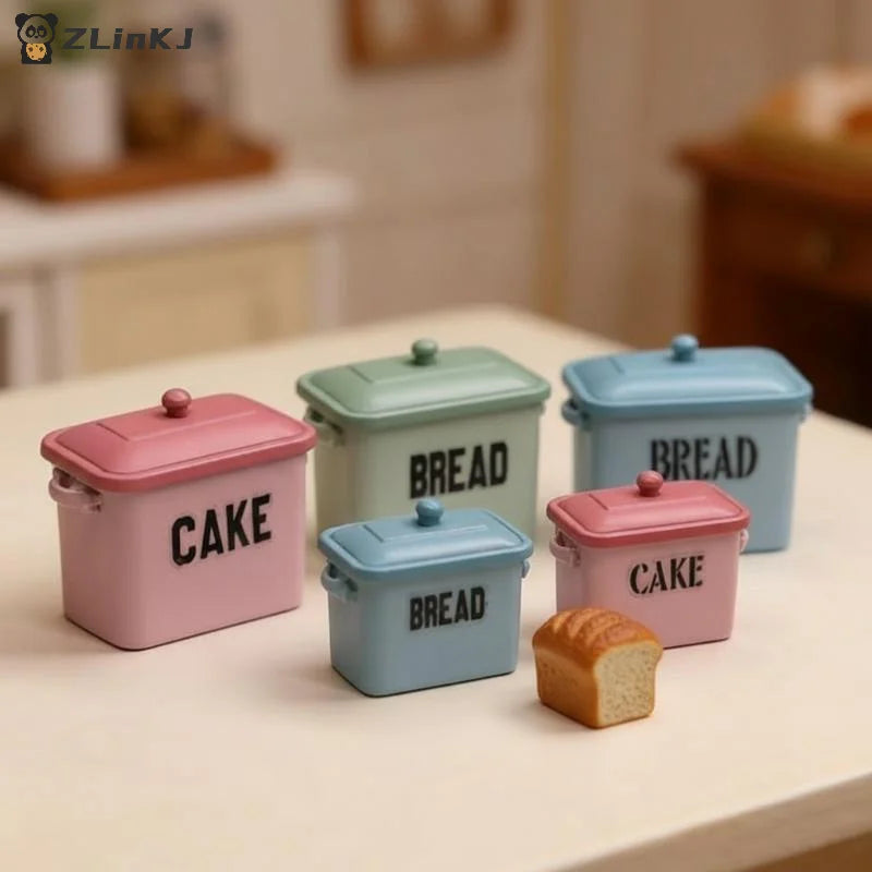 Dollhouse Mini Cake Bread Storage Box Model Simulation Kitchen Decor Zpaxo