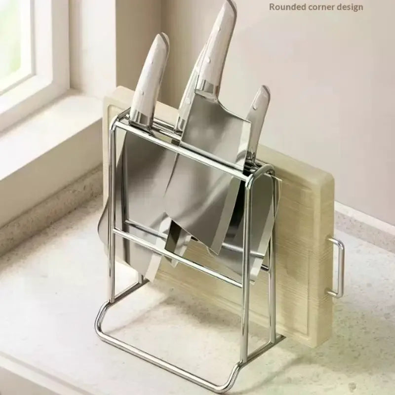Home Stainless Steel Knife Rack Kitchen Countertop Cutting Board Zpaxo