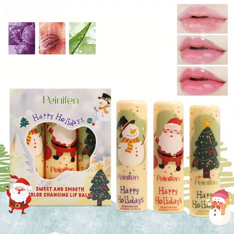 3 Pcs Fruit Colored Lip Balm Set Lipstick Colorless Base Moisturizing and Moisturizing Zpaxo 3 Colors
