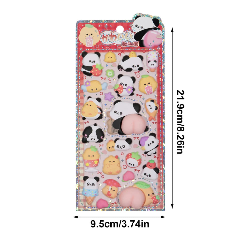 Kids 3D Stickers Aesthetic Panda Decorative Stickers Animal Decals for Phone Case Scrapbooking Notebook Laptop Craft Kids Boys Zpaxo A