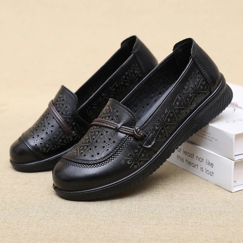 Elegant Women Mules Shoe Solid Leather Summer Slippers Outdoor Casual Zpaxo