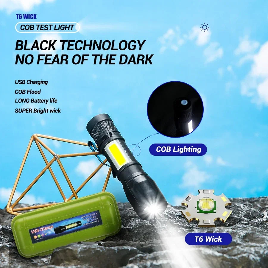 ESMARTER Mini LED Rechargeable Flashlight – USB Waterproof