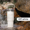 Stainless Steel Tumbler Straw Insulated Thermos Coffee Cup Handle