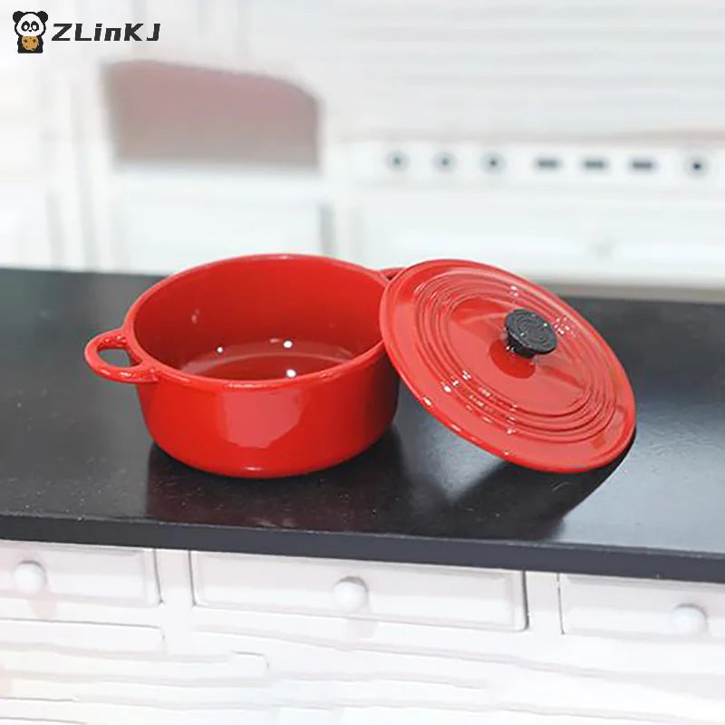 ▶1PCS Mini Pot Boiler Pan With Lid Kettle Dollhouse Miniature Cooking Ware Play Kitchen Toy Doll House Accessories Zpaxo