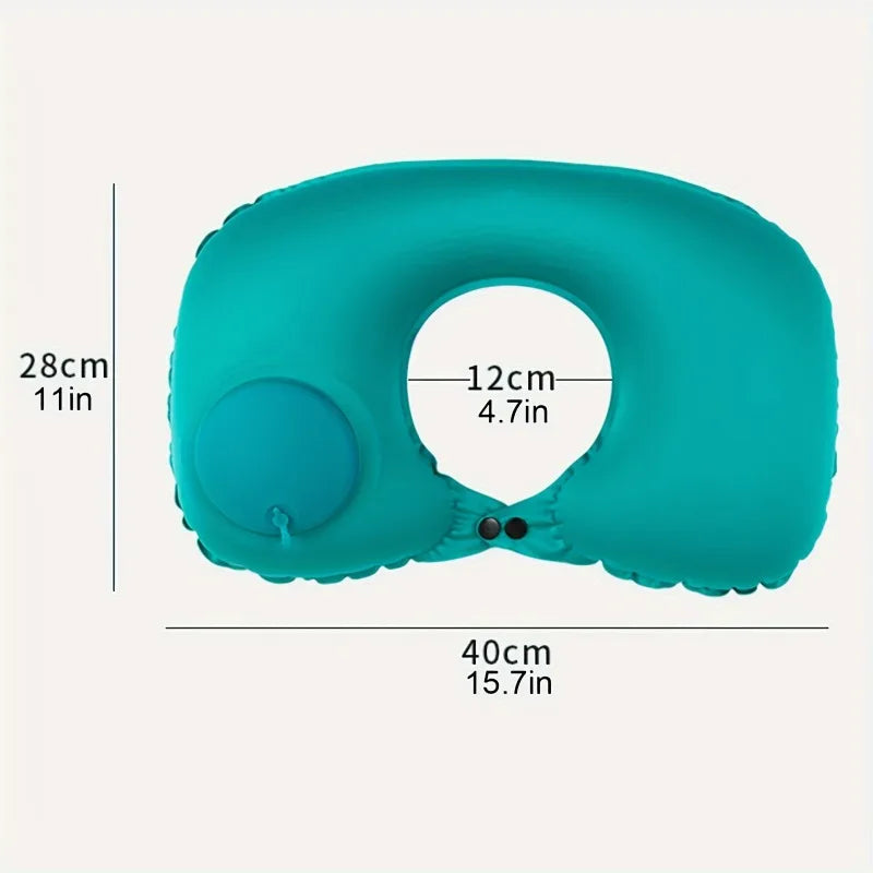 Inflatable U-shaped Neck Pillow Self-inflating Flocking Skin-friendly