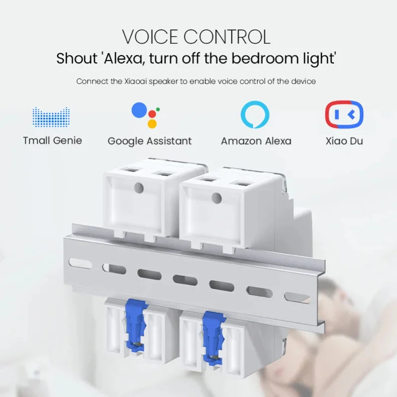Tuya WIFI Smart circuit breaker 2P 63A charge statistics for smart home wireless control switch by smart life APP CNMIBO Zpaxo