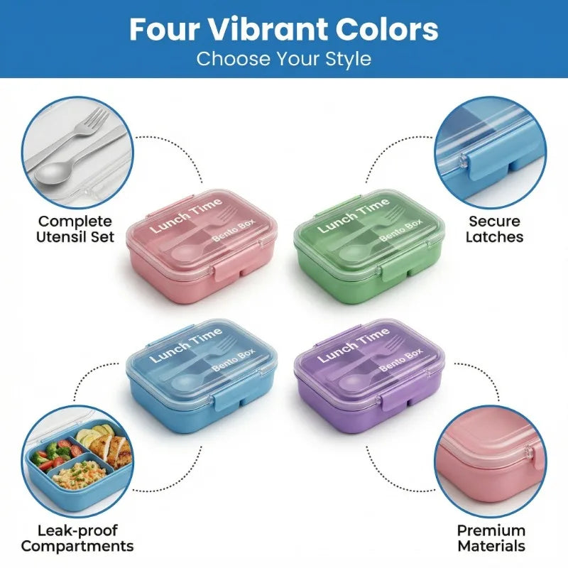 Bento box with cutlery, large capacity plastic lunch box, large capacity all-in-one sealed lunch box, suitable for school and of Zpaxo