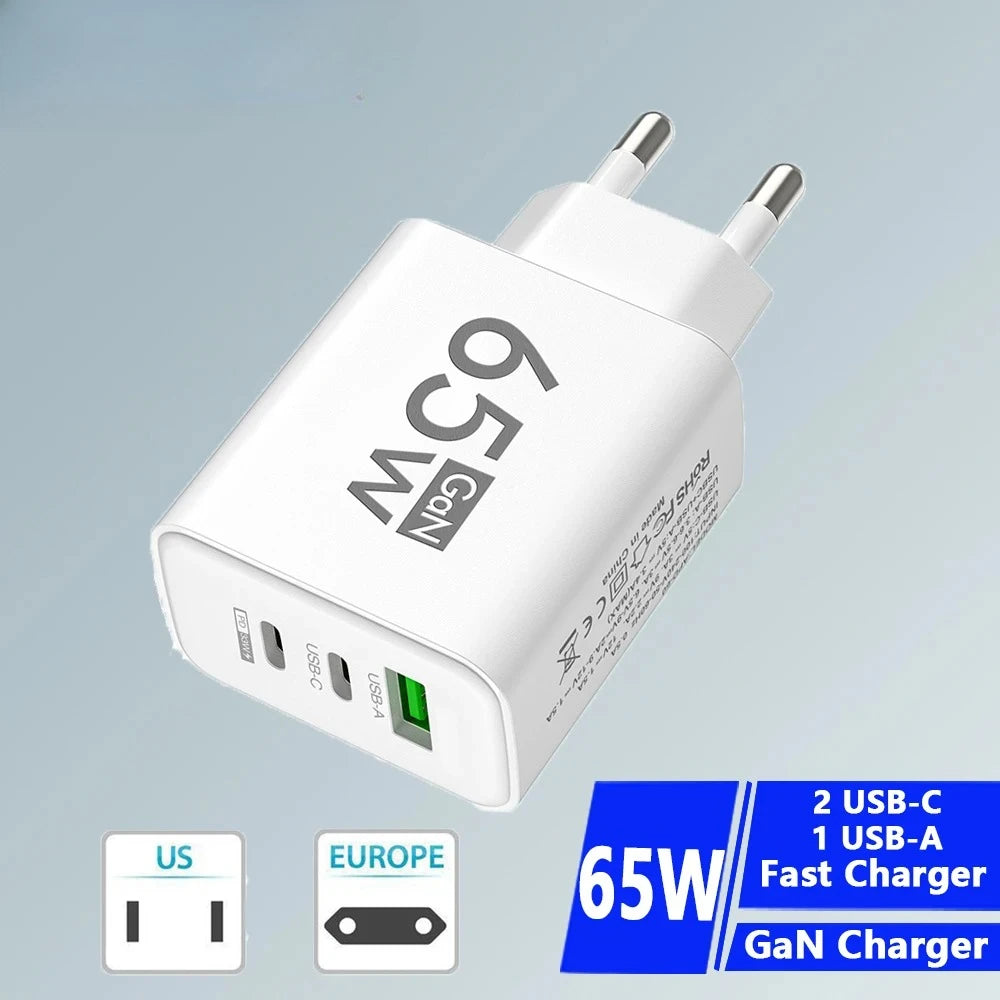 Fast Charging 65W USB-C Charger Charger PD Quick Charge 3.0 Wall For Phone Adapter For iPhone 15 Xiaomi POCO Samsung Oneplus Zpaxo