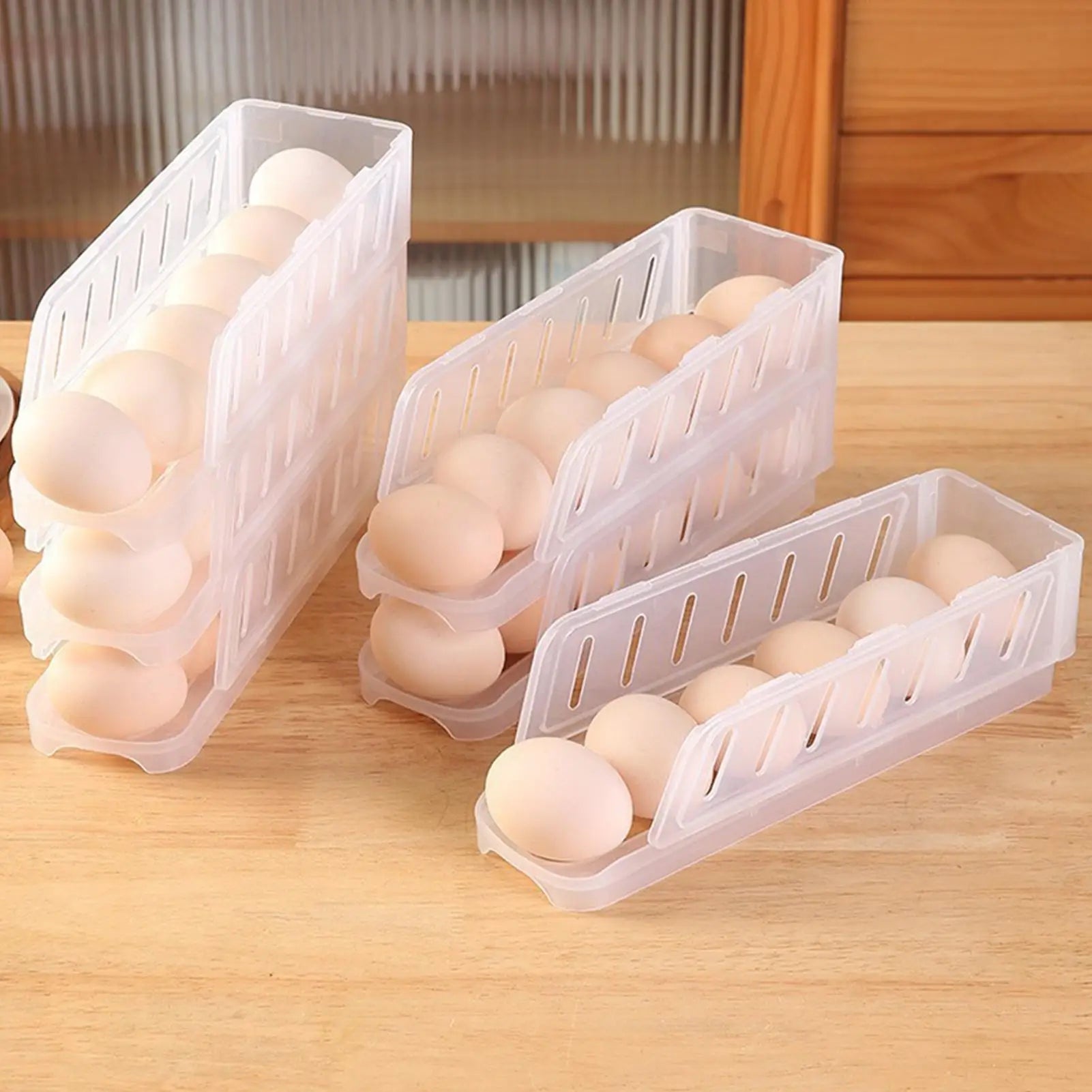 Egg Holder 3-Tier Foldable Automatic Rolling Dispenser Reusable
