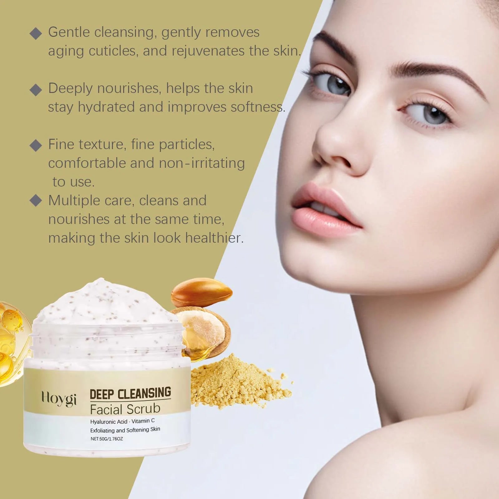 Hoygi Deep Cleansing Facial Scrub – Pore Refining Exfoliator Facial Exfoliating Scrub Zpaxo