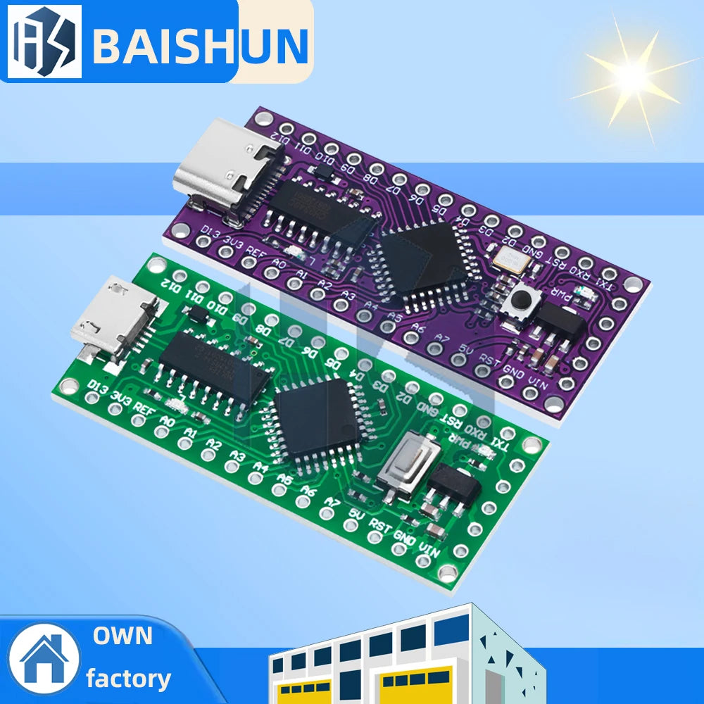LGT8F328P-LQFP32 MiniEVB Development Board with Type-C and Micro USB - Compatible with ATMEGA328 Nano V3.0, CH9340C, HT42B534-1 Zpaxo