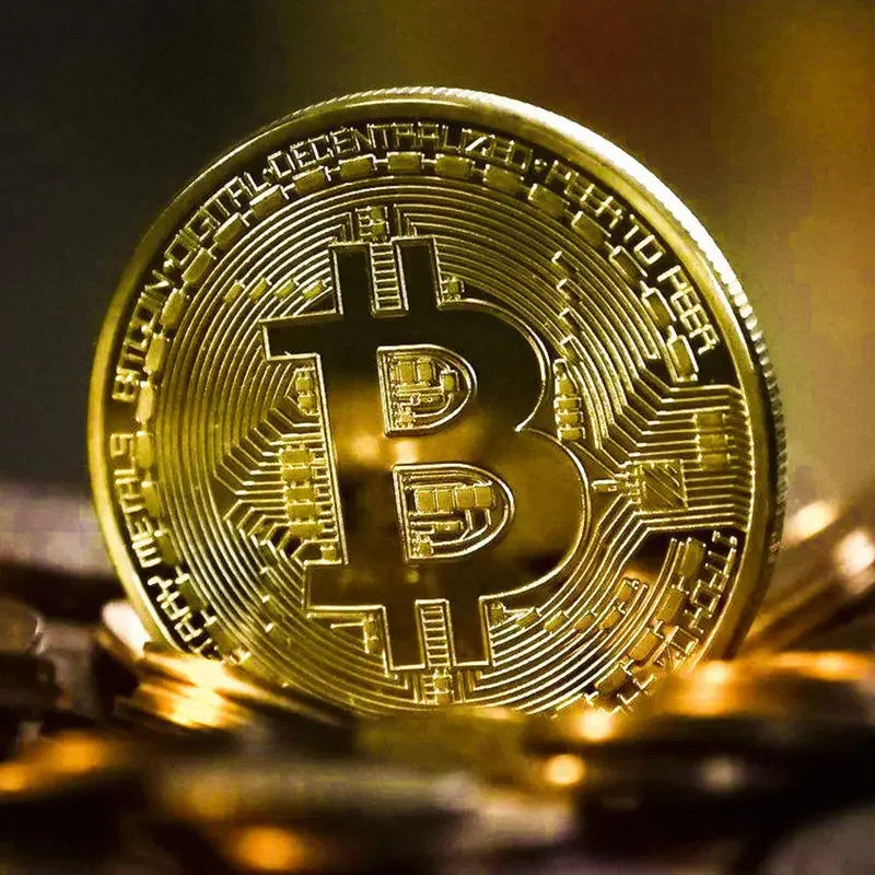 1/5pcsGold Plated Bitcoin Coin Collectible Casascius Bit BTC Art Collection Gift Physical Commemorative Metal Antique Imitation Zpaxo