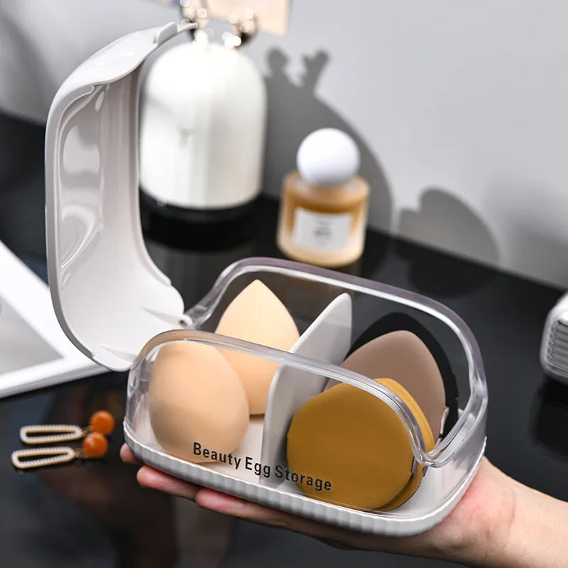 Makeup Egg Storage Box Cover Dustproof Dressing Table Lipstick Air Cushion Storage Rack Divided Portable Powder Puff Storage Box Zpaxo
