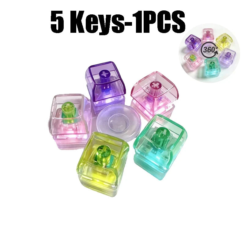 LED Light-up Keyboard Keychain Clickable Buttons Stress Relief Fidget Zpaxo 5 Keys-1PC