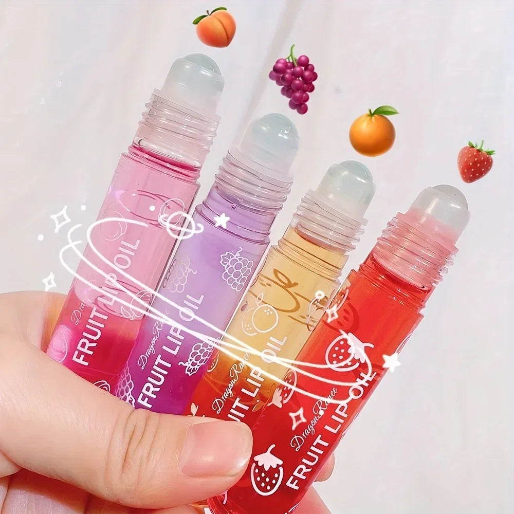 Fresh Fruit Roll-on Lip Balm Makeup Moisturizing Clear Grape Transparent Lip Oil Long Lasting Hydrating Lipstick Gloss Cosmetics Zpaxo