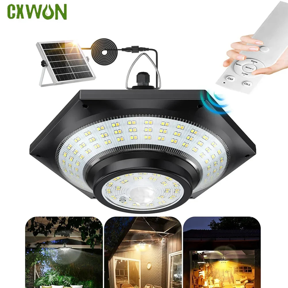 Solar Sensor Lights Dimmable Barn Gazebo Yard Waterproof Pendant Zpaxo