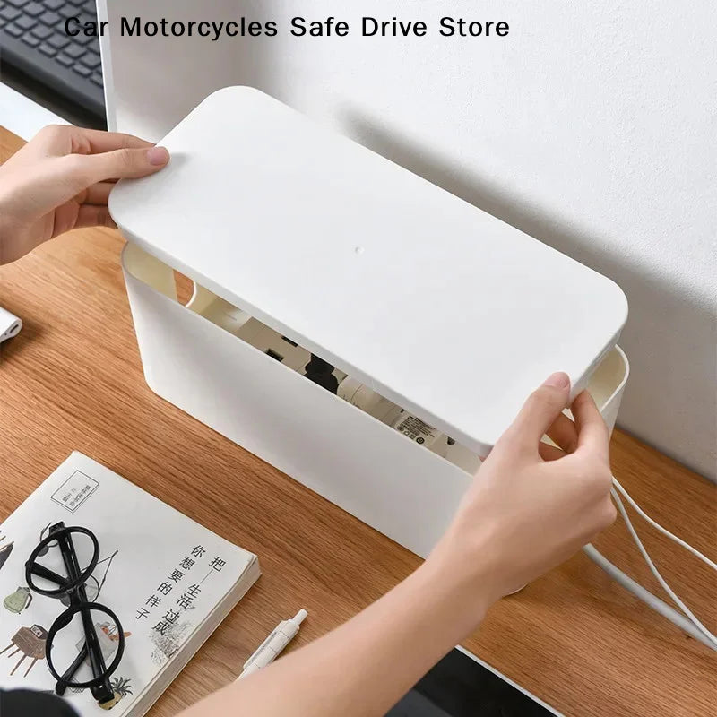 Simple Large Capacity Wire Management Box Dustproof Desktop Organizer