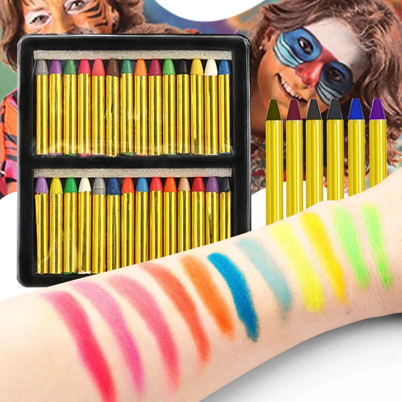 28/36 pcs Face & Body Paint Crayons Set,Non-Toxic Safe Makeup Sticks,Face & Body Painting Art Crayons kit For Mardi Gras Makeup Zpaxo