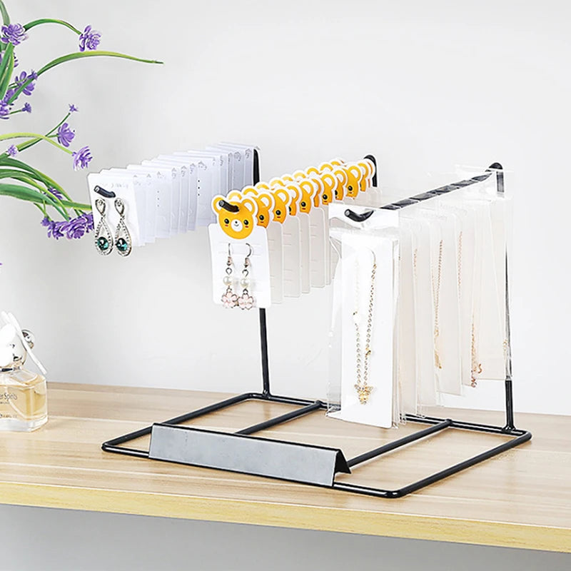 Desktop Iron Bracket Jewelry Showcase Rack Earring Necklace Hair Zpaxo