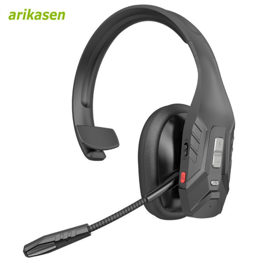 Trucker Bluetooth Headset Tri-mic Noise Cancelling Mute Button 65Hrs Zpaxo black