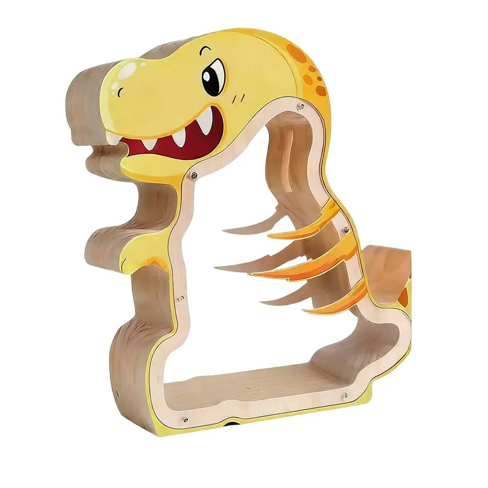Coin Bank Wooden Dinosaur Safe Cash Box Jar Boys Girls Child Room
