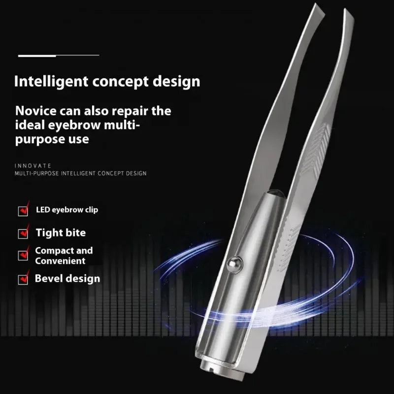 LED Lighted Eyebrow Tweezers – Stainless Steel Brow Clip Lighted Eyebrow Tweezers Zpaxo