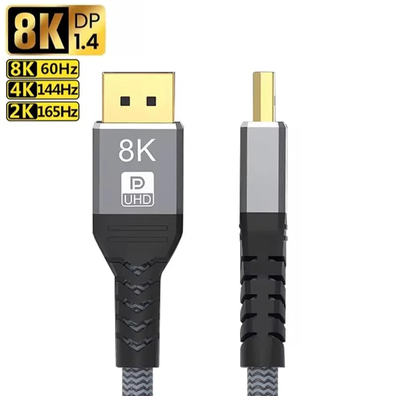8rK DP Cable 2K 240Hz HDR Video Audio High Refesh Rate Picture For Gaming Monitor Computer Gaming Setup Video Cable Accessories Zpaxo