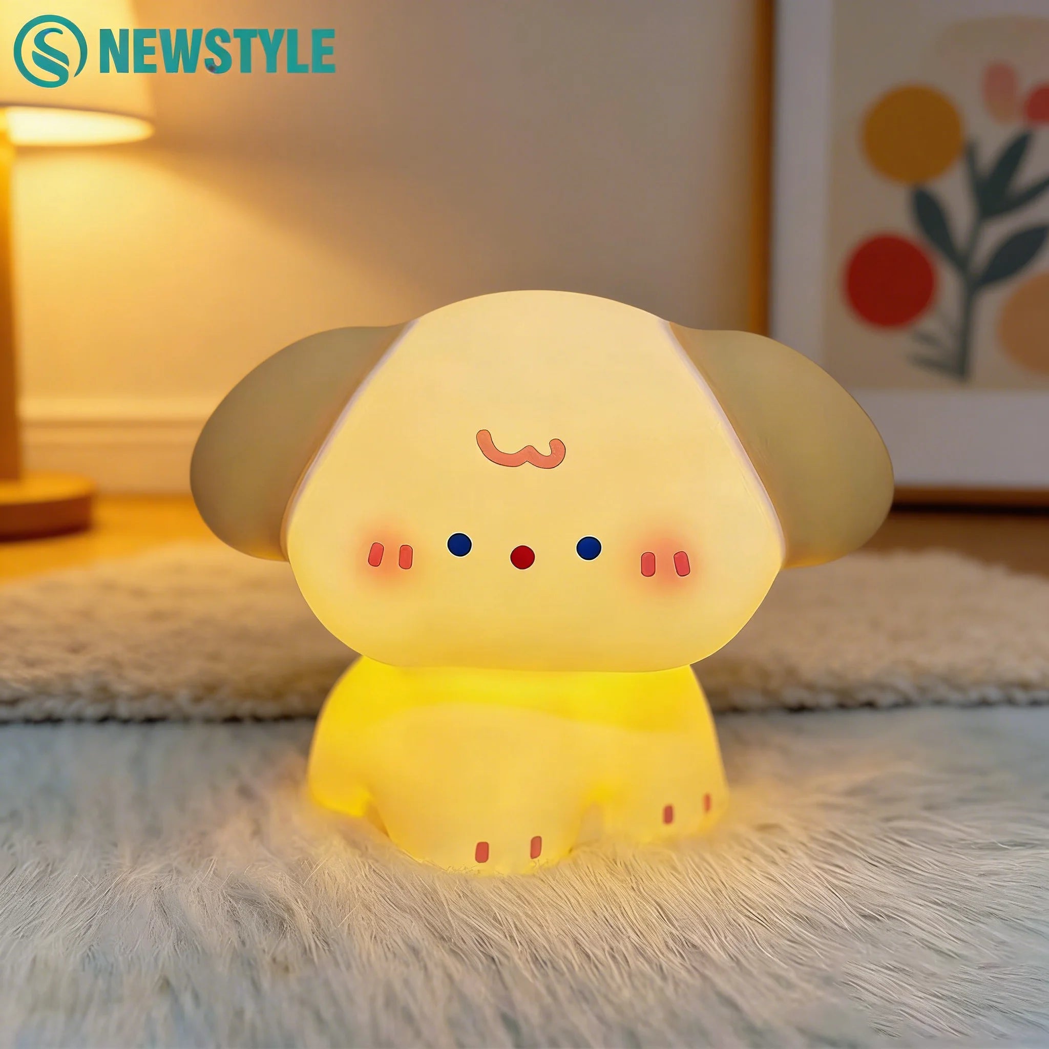 Squishy Dog Night Light With 3 Brightness Adjustable Nursery Nightlight Novelty Rechargeable Silicone Touch Bedside Lamp Zpaxo