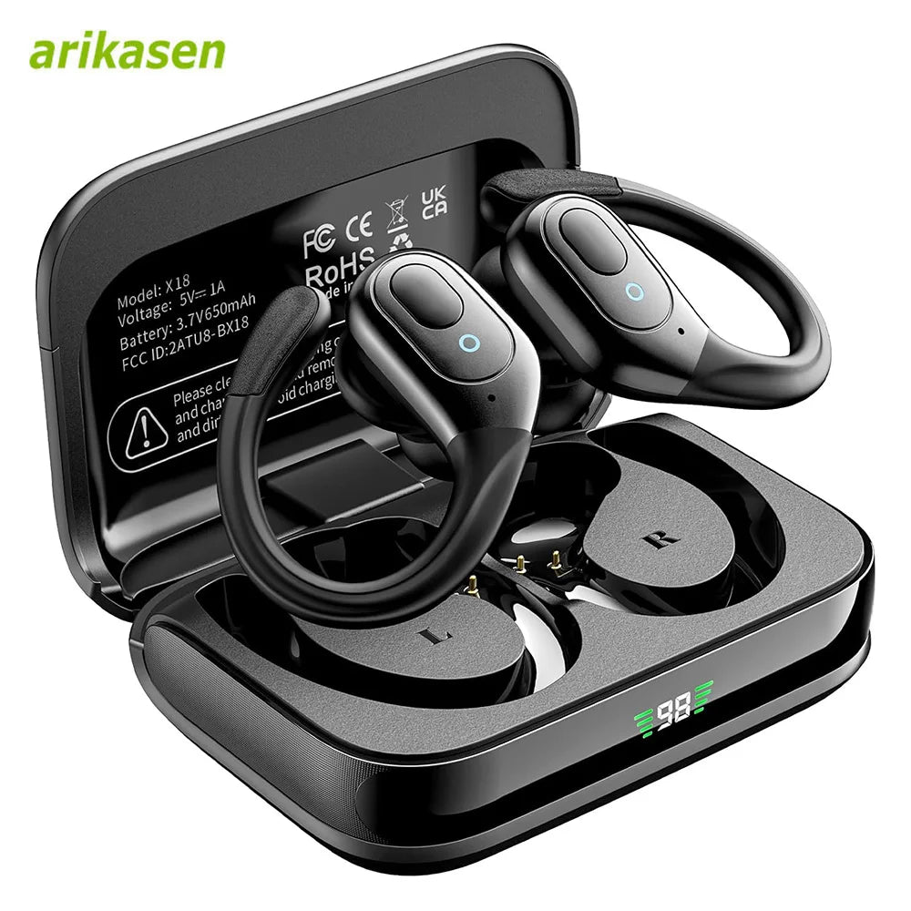 Bluetooth Headphones Wireless Earbuds 5 3 Sports 75H Playtime IPX7 Zpaxo black