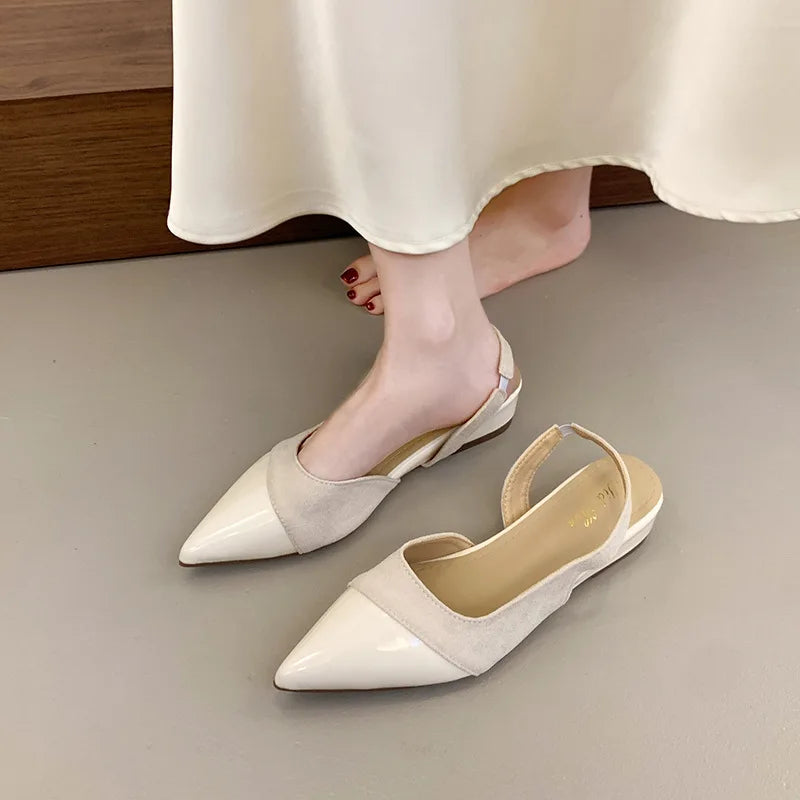 Low Heel Baotou Sandals Women's French Nude Pointed Small Fragrant Zpaxo Beige 35