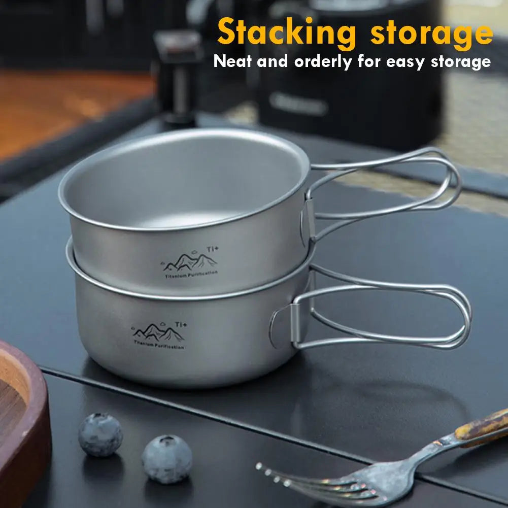 Titanium Camping Pot Folding Bail Handle Portable Cookware For Backpacking Hiking Outdoor Cooking Solo Stove Picnic Zpaxo