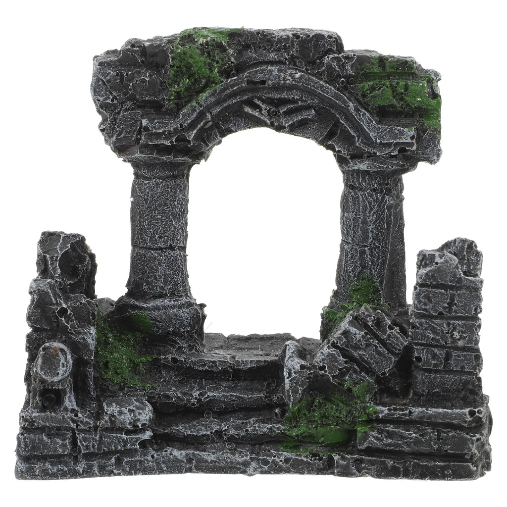 Two-columns Roman Column Aquarium Decor Resin Artificial Castle Fish