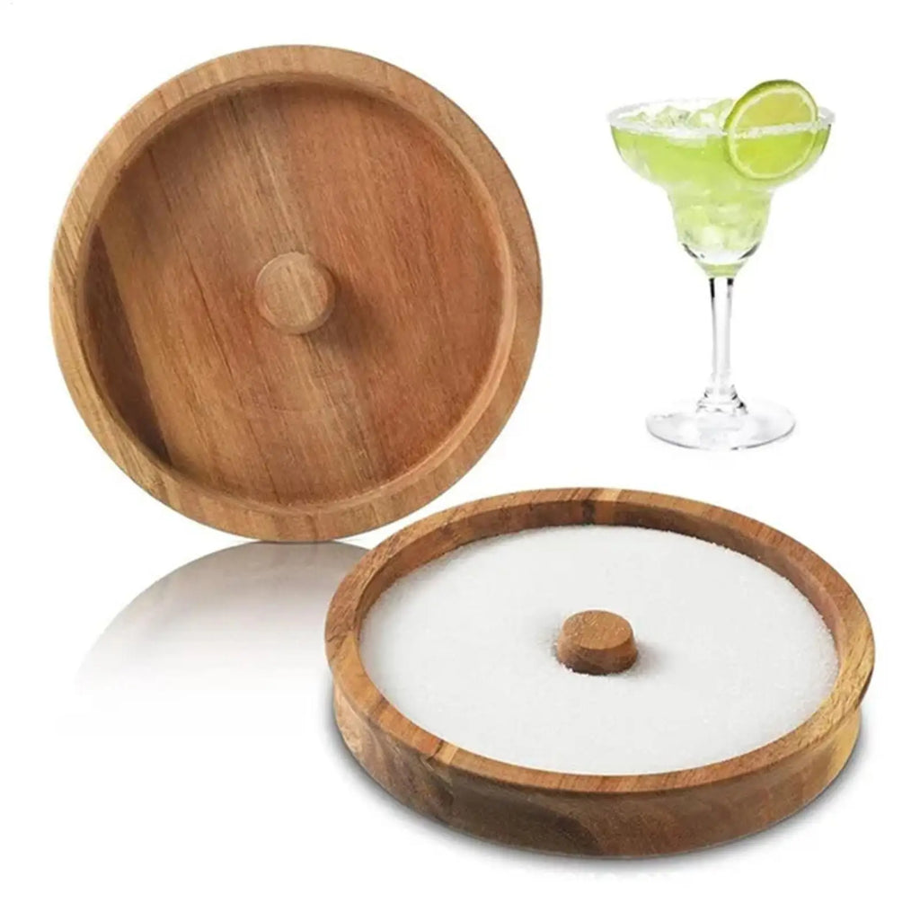 Cocktail Rimmer Wood Cocktails Salt Rimmer Seasoning Box for Drink Serving Mixing Display Pitcher Rimming Garnishing Home Zpaxo