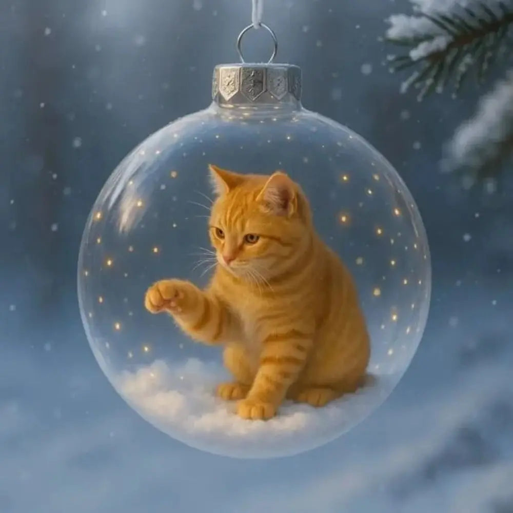 Cat Acrylic Christmas Ball Ornament – DIY Hanging Bauble Décor Christmas Ornament Zpaxo