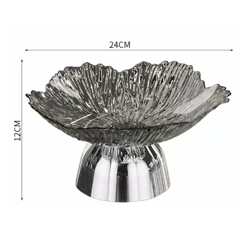 Transparent High-foot Fruit Plate Home Living Room Coffee Table Light Zpaxo