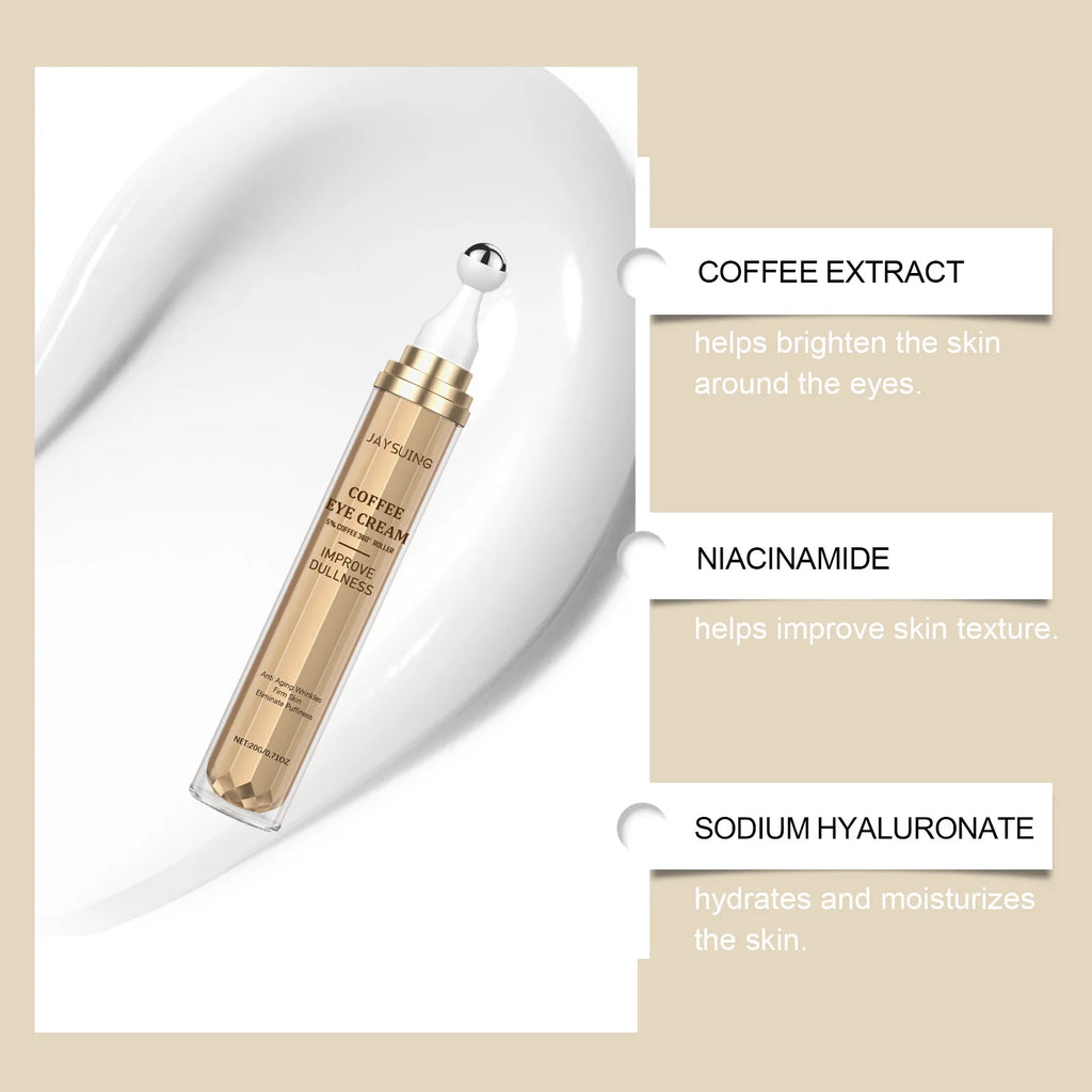 Coffee Eye Care Products Eye Cream with Roller Moisturizing Eye Mask Anti-Dark Circles Eye Serum for Puffiness Firming Hydration Zpaxo