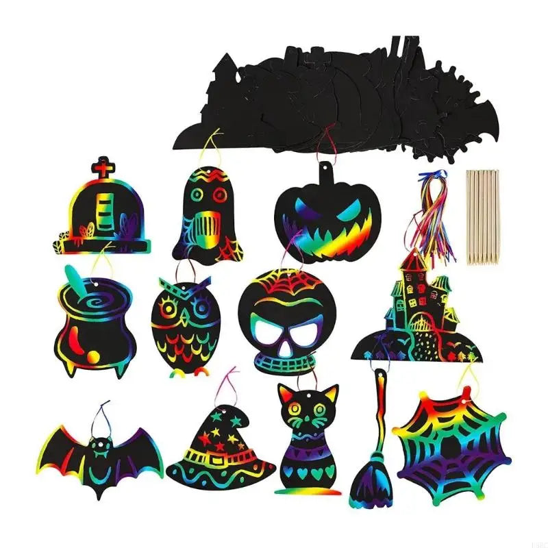 Rainbows Scratch Paper Children Creative Play Halloween Bookmarks
